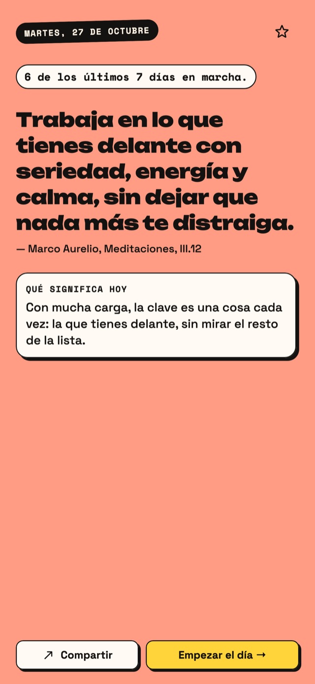 Frase del día de Brizday, de Marco Aurelio.